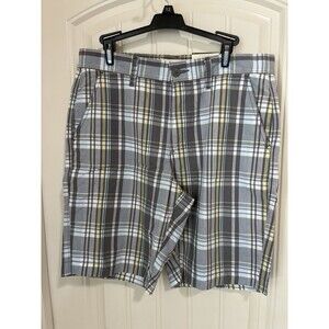 Sonoma Shorts Mens 33 Gray yellow White Plaid New